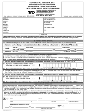 Texas Business Personal Property Rendition Form