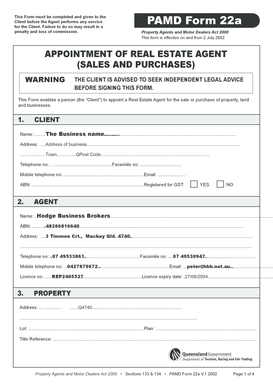 Appointment of Real Estate Agent Form