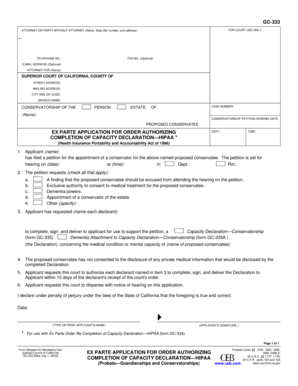 California Conservatorship Capacity Declaration HIPAA Authorization