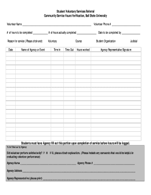 Community Service Hours Verification Form