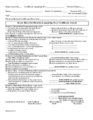 4-H Certificate Award Application
