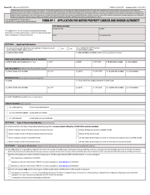 US FMCSA Form OP-1 Motor Carrier and Broker Authority Application