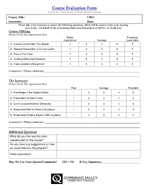Course Evaluation Form