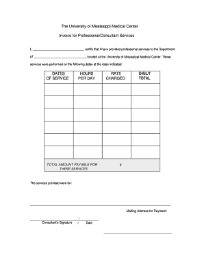 Invoice for Professional Services