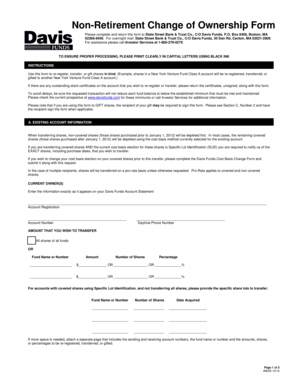 Non-Retirement Change of Ownership Form