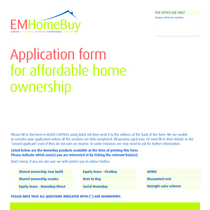 UK Affordable Home Ownership Application Form
