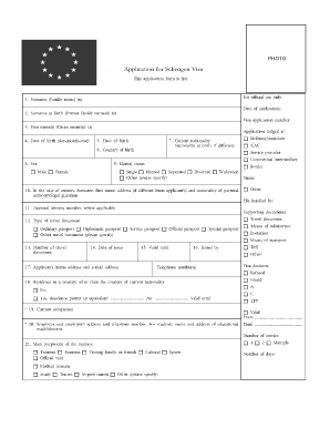 Schengen Visa Application Form