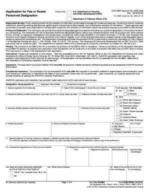 HUD VA Appraiser and Inspector Application Form
