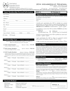 Ontario Equestrian Federation Membership Renewal Form