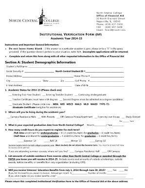 Institutional Verification Form