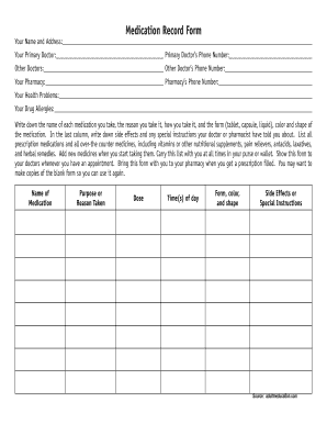 Medication Record Form