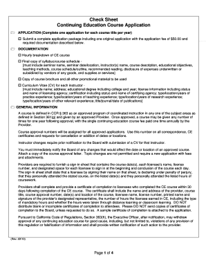 California Continuing Education Course Application