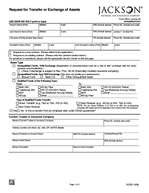 Request for Transfer or Exchange of Assets
