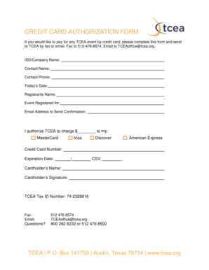 Credit Card Authorization Form