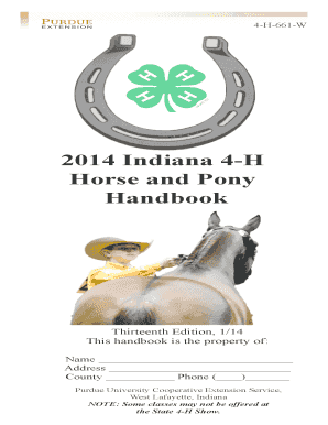 2014 Indiana 4-H Horse and Pony Handbook