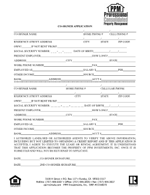 Co-Signer Application Form