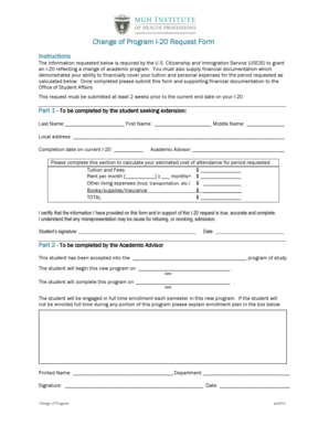 Change of Program I-20 Request Form