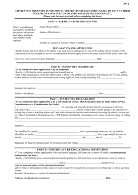 Postal Voter Application Form