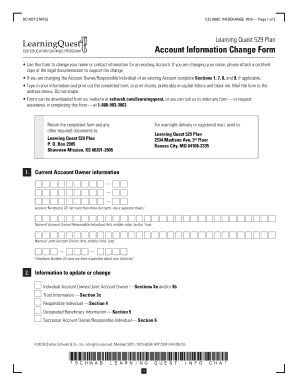 Learning Quest 529 Plan Account Information Change Form