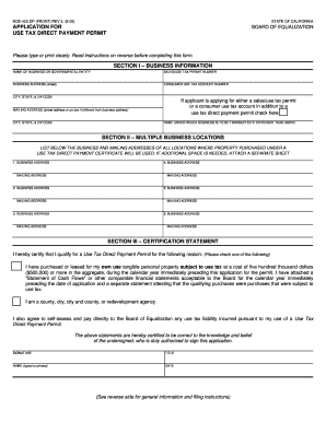 California Use Tax Direct Payment Permit Application