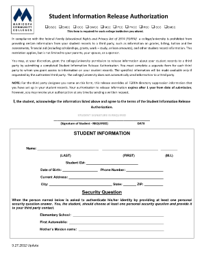 Student Information Release Authorization