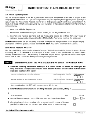 PA 8379 Injured Spouse Claim Form