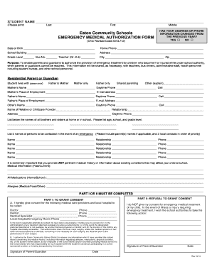 Emergency Medical Authorization Form