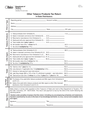 Ohio Other Tobacco Products Tax Return