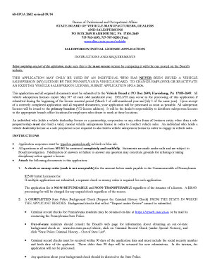 Pennsylvania Salesperson Initial License Application