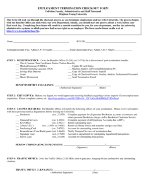 Employment Termination Checkout Form