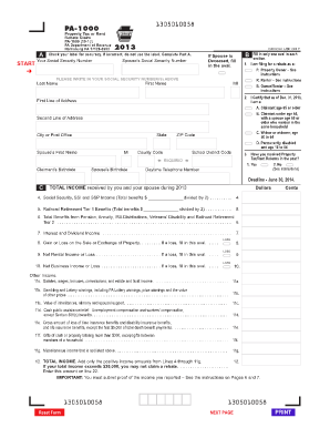 Pennsylvania Property Tax or Rent Rebate Claim Form