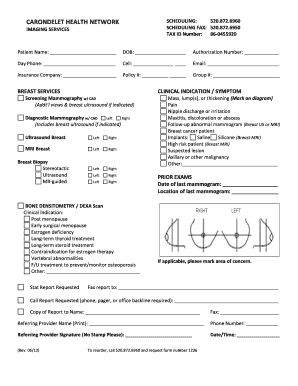Breast Imaging Services Authorization Form