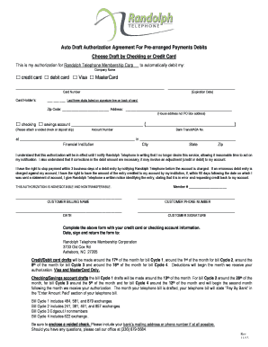 Auto Draft Authorization Agreement