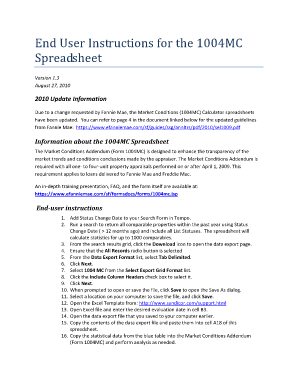 Site-Level Configuration for the 1004MC Spreadsheet - Sandicor