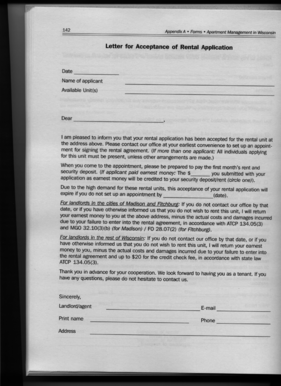 Letter for Acceptance of Rental Application - the City of Menasha! - cityofmenasha-wi