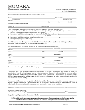 Consent for Release of Personal & Health Information