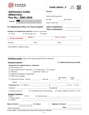 Maternity Admission Letter