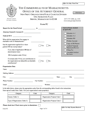 Massachusetts Non-Profit Annual Report Form PC