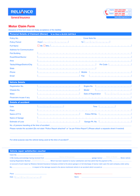 Motor Claim Form
