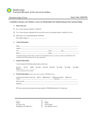 National Museum of the American Indian Membership Form
