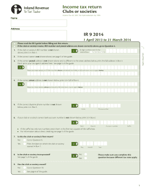 New Zealand Club or Society Income Tax Return