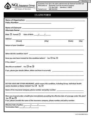 National Guardian Life Insurance Claim Form