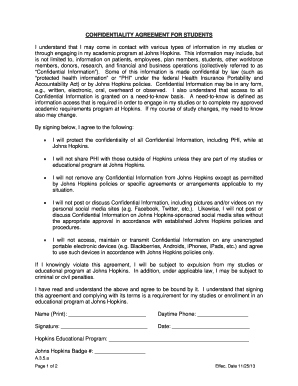 Confidentiality Agreement for Students