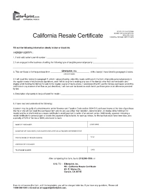 California Resale Certificate