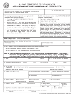 Illinois TNS Examination and Certification Application