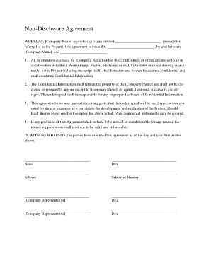 Non-Disclosure Agreement for Film Project