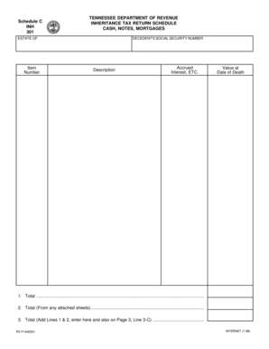Tennessee Inheritance Tax Return Schedule