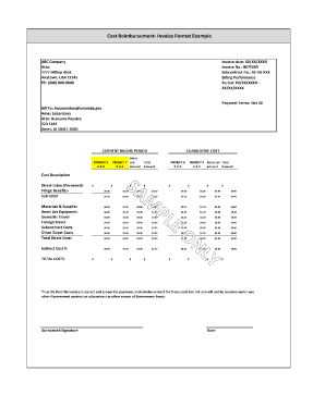 Cost Reimbursement- Invoice Format Example - Ames Laboratory - ameslab