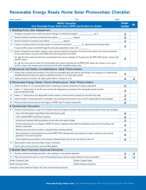 Renewable Energy Ready Home Solar Photovoltaic Checklist