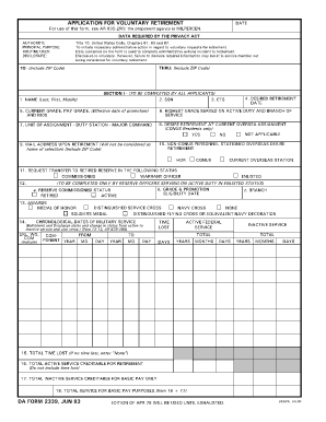 US Army Voluntary Retirement Application